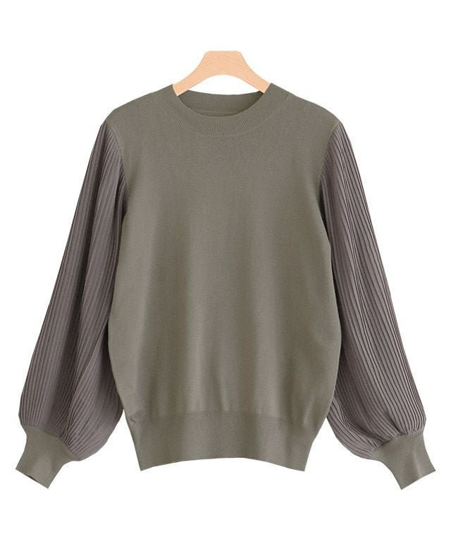 【ピエロ/Pierrot】のプリーツ袖ニット インテリア・キッズ・メンズ・レディースファッション・服の通販 founy(ファニー) 　ファッション　Fashion　レディースファッション　Fashion for Women　トップス・カットソー　Cut & Sew Tops　ニット　Knit Tops & Sweaters　シフォン　Chiffon, Lightweight Fabric　シンプル　Simple, Minimal　スリーブ　Sleeve, Long Sleeve / Short Sleeve　プチプライス・低価格　Affordable / Budget Price　プリーツ　Pleats, Pleated　ボトム　Bottoms, Lower Wear　モカ|ID: prp329100004632070 ipo3291000000036070110