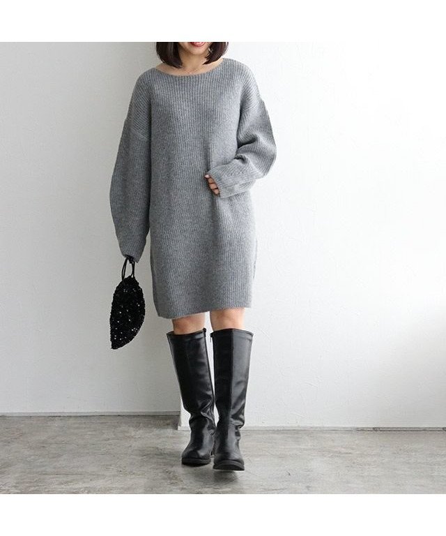 【ピエロ/Pierrot】のミニ丈ニットワンピース インテリア・キッズ・メンズ・レディースファッション・服の通販 founy(ファニー) 　ファッション　Fashion　レディースファッション　Fashion for Women　ワンピース　Dresses　ニットワンピース　Knit Dresses　チュニック　Tunic, Long Top　トレンド　Trend, Trending Now　バランス　Balance, Style Balance　プチプライス・低価格　Affordable / Budget Price　ロング　Long, Long-Length　畦　Ribbed Knit　杢チャコール|ID: prp329100004632181 ipo3291000000033334950