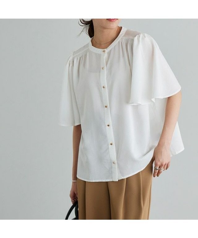 【ピエロ/Pierrot】のフレアスリーブギャザーブラウス インテリア・キッズ・メンズ・レディースファッション・服の通販 founy(ファニー) ファッション Fashion レディースファッション Fashion for Women トップス・カットソー Cut & Sew Tops シャツ・ブラウス・オフィスカジュアル Elegant Blouses & Button-Ups シャーリング Shirring, Ruched スリーブ Sleeve, Long Sleeve / Short Sleeve フェミニン Feminine, Girly フレア Flare, Flared プチプライス・低価格 Affordable / Budget Price オフホワイト|ID: prp329100004632198 ipo3291000000033335012