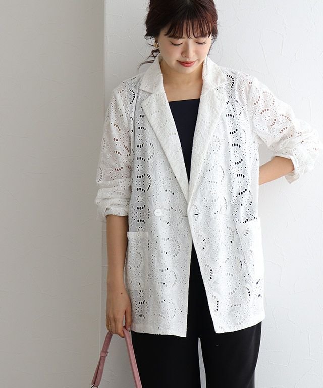 【ピエロ/Pierrot】のレースジャケット インテリア・キッズ・メンズ・レディースファッション・服の通販 founy(ファニー) ファッション Fashion レディースファッション Fashion for Women アウター Coat / Outerwear Collection レディースジャケット・軽アウター Jackets ジャケット Jacket, Outerwear スクエア Square, Square Shape スタイリッシュ Stylish, Fashionable プチプライス・低価格 Affordable / Budget Price レース Lace, Lace Fabric 夏 Summer オフホワイト|ID: prp329100004632200 ipo3291000000033335021