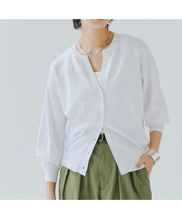 【ピエロ/Pierrot】のRASW 多機能キーネックニットカーディガン インテリア・キッズ・メンズ・レディースファッション・服の通販 founy(ファニー) 　ファッション　Fashion　レディースファッション　Fashion for Women　トップス・カットソー　Cut & Sew Tops　ニット　Knit Tops & Sweaters　カーディガン・羽織り　Layered Style Cardigans　ウォッシャブル　Machine Washable　カーディガン　Cardigan, Knitwear　プチプライス・低価格　Affordable / Budget Price　エレガント 上品　Elegant　定番　Standard, Basic Item　ホワイト|ID: prp329100004632202 ipo3291000000033335030