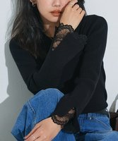 【ピエロ/Pierrot】の袖スカラップレースデザインニット 人気、トレンドファッション・服の通販 founy(ファニー) ファッション Fashion レディースファッション Fashion for Women トップス・カットソー Cut & Sew Tops ニット Knit Tops & Sweaters 送料無料 Free Shipping おすすめ Recommended / Our Picks なめらか Smooth, Silky Texture インナー Innerwear シンプル Simple, Minimal スカラップ Scallop, Scalloped Edge デニム Denim, Jeans Material プチプライス・低価格 Affordable / Budget Price ベーシック Basic, Essential ボトム Bottoms, Lower Wear レース Lace, Lace Fabric |ID:prp329100004633013