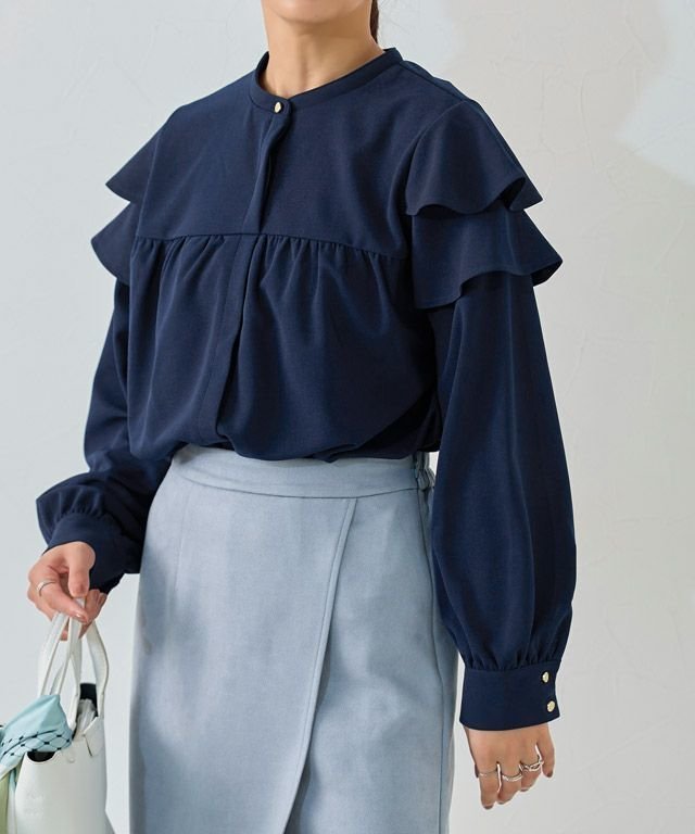 【ピエロ/Pierrot】のラッフルショルダーTブラウス インテリア・キッズ・メンズ・レディースファッション・服の通販 founy(ファニー) https://founy.com/ ファッション Fashion レディースファッション Fashion for Women トップス・カットソー Cut & Sew Tops シャツ・ブラウス・オフィスカジュアル Elegant Blouses & Button-Ups カットソー Cut and Sewn Top ジョーゼット Georgette, Semi-Sheer Fabric フリル Frill, Ruffle プチプライス・低価格 Affordable / Budget Price |ID: prp329100004636182 ipo3291000000034257842