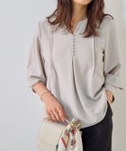 【ピエロ/Pierrot】のピンタックデザインキーネックTブラウス 158cm / グレー / M|ID: prp329100004636184 ipo3291000000034475018