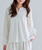 【ピエロ/Pierrot】のピンタックデザインキーネックTブラウス 166cm / オフホワイト / M|ID: prp329100004636184 ipo3291000000036307604