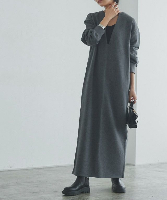 【ピエロ/Pierrot】のRASW インナーセットキーネックスウェットワンピース インテリア・キッズ・メンズ・レディースファッション・服の通販 founy(ファニー) 　ファッション　Fashion　レディースファッション　Fashion for Women　ワンピース　Dresses　送料無料　Free Shipping　インナー　Innerwear　シンプル　Simple, Minimal　タンク　Tank Top, Sleeveless Top　テレコ　Ribbed, Rib Stitch　プチプライス・低価格　Affordable / Budget Price　ポケット　Pocket, Pocket Detail　リアル　Real, Realistic　エレガント 上品　Elegant　166cm / 杢チャコール×ブラック / M|ID: prp329100004641857 ipo3291000000033477208