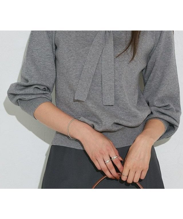 【ピエロ/Pierrot】のタイデザインニット インテリア・キッズ・メンズ・レディースファッション・服の通販 founy(ファニー) 　ファッション　Fashion　レディースファッション　Fashion for Women　トップス・カットソー　Cut & Sew Tops　ニット　Knit Tops & Sweaters　送料無料　Free Shipping　おすすめ　Recommended / Our Picks　スリーブ　Sleeve, Long Sleeve / Short Sleeve　プチプライス・低価格　Affordable / Budget Price　エレガント 上品　Elegant　166cm / 無地 / グレー / M|ID: prp329100004645692 ipo3291000000033530310