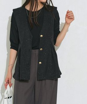 【ピエロ/Pierrot】 ラメタックジレ人気、トレンドファッション・服の通販 founy(ファニー) ファッション Fashion レディースファッション Fashion for Women アウター Coat / Outerwear Collection トップス・カットソー Cut & Sew Tops ベスト&ジレ / 重ね着スタイル Vests & Gilets 送料無料 Free Shipping インナー Innerwear スパンコール Sequins, Sequin Embellishment トレンド Trend, Trending Now プチプライス・低価格 Affordable / Budget Price ペプラム Peplum, Flared Hem ロング Long, Long-Length |ID:prp329100004645693