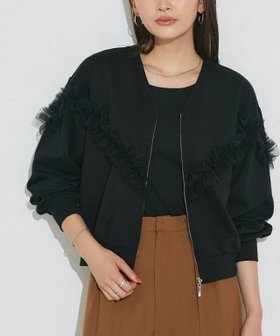 【ピエロ/Pierrot】 チュールデザインジップカーデ人気、トレンドファッション・服の通販 founy(ファニー) ファッション Fashion レディースファッション Fashion for Women トップス・カットソー Cut & Sew Tops 送料無料 Free Shipping デニム Denim, Jeans Material フェミニン Feminine, Girly フロント Front, Front Design プチプライス・低価格 Affordable / Budget Price |ID:prp329100004645694