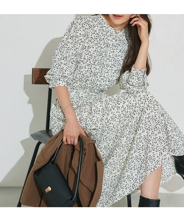【ピエロ/Pierrot】の選べる柄ピンタックワンピース インテリア・キッズ・メンズ・レディースファッション・服の通販 founy(ファニー) 　ファッション　Fashion　レディースファッション　Fashion for Women　ワンピース　Dresses　送料無料　Free Shipping　ジャケット　Jacket, Outerwear　フレア　Flare, Flared　プチプライス・低価格　Affordable / Budget Price　エレガント 上品　Elegant　選べる柄ピンタックワンピース|ID: prp329100004645695 ipo3291000000033530342