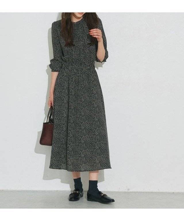 【ピエロ/Pierrot】の選べる柄ピンタックワンピース インテリア・キッズ・メンズ・レディースファッション・服の通販 founy(ファニー) 　ファッション　Fashion　レディースファッション　Fashion for Women　ワンピース　Dresses　送料無料　Free Shipping　ジャケット　Jacket, Outerwear　フレア　Flare, Flared　プチプライス・低価格　Affordable / Budget Price　エレガント 上品　Elegant　166cm / ダルメシアン柄 / ブラック / M|ID: prp329100004645695 ipo3291000000033530343
