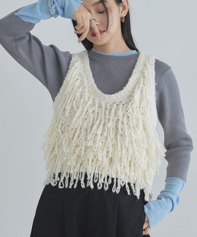 【ピエロ/Pierrot】のECLAM ループヤーンニットベスト インテリア・キッズ・メンズ・レディースファッション・服の通販 founy(ファニー) 　ファッション　Fashion　レディースファッション　Fashion for Women　アウター　Coat / Outerwear Collection　トップス・カットソー　Cut & Sew Tops　ニット　Knit Tops & Sweaters　ベスト&ジレ / 重ね着スタイル　Vests & Gilets　送料無料　Free Shipping　エアリー　Airy Texture　シンプル　Simple, Minimal　スラックス　Slacks, Dress Pants　タートルネック　Turtleneck, High Neck　デニム　Denim, Jeans Material　トレンド　Trend, Trending Now　バランス　Balance, Style Balance　プチプライス・低価格　Affordable / Budget Price　ベスト　Vest, Waistcoat　ボトム　Bottoms, Lower Wear　160cm / アイボリー / F|ID: prp329100004652181 ipo3291000000033618686