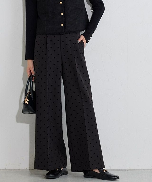 【ピエロ/Pierrot】のフロッキードットワイドパンツ インテリア・キッズ・メンズ・レディースファッション・服の通販 founy(ファニー) https://founy.com/ ファッション Fashion レディースファッション Fashion for Women パンツ Pants & Trousers シンプル Simple, Minimal プチプライス・低価格 Affordable / Budget Price プリント Print, Printed Pattern |ID: prp329100004652195 ipo3291000000036126727