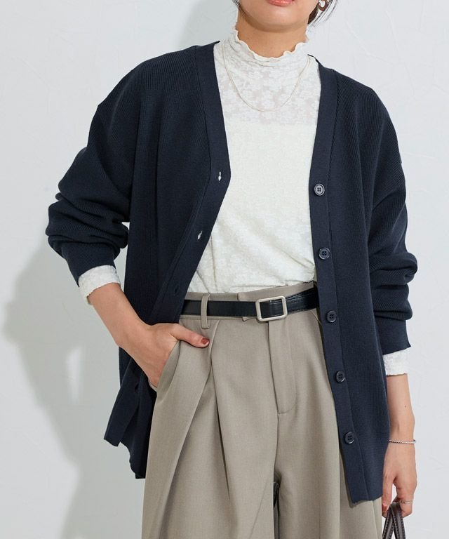 【ピエロ/Pierrot】の【コットンブレンド】ベーシックリブニットカーディガン インテリア・キッズ・メンズ・レディースファッション・服の通販 founy(ファニー) 　ファッション　Fashion　レディースファッション　Fashion for Women　トップス・カットソー　Cut & Sew Tops　ニット　Knit Tops & Sweaters　カーディガン・羽織り　Layered Style Cardigans　ウォッシャブル　Machine Washable　洗える　Machine Washable　シンプル　Simple, Minimal　トレンド　Trend, Trending Now　ベーシック　Basic, Essential　送料無料　Free Shipping　プチプライス・低価格　Affordable / Budget Price　エレガント 上品　Elegant　158cm / ネイビー / M|ID: prp329100004652198 ipo3291000000033618815