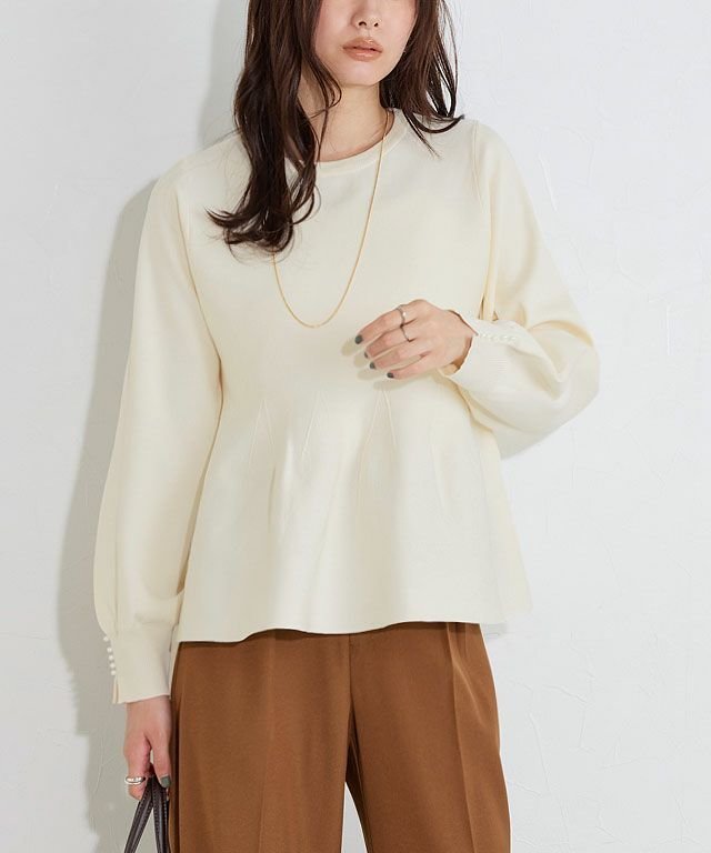 【ピエロ/Pierrot】の構築デザインペプラムニット インテリア・キッズ・メンズ・レディースファッション・服の通販 founy(ファニー) ファッション Fashion レディースファッション Fashion for Women トップス・カットソー Cut & Sew Tops ニット Knit Tops & Sweaters シンプル Simple, Minimal スリーブ Sleeve, Long Sleeve / Short Sleeve ドレープ Drape, Draping Fabric パール Pearl, Pearl Accent プチプライス・低価格 Affordable / Budget Price ペプラム Peplum, Flared Hem 167cm / アイボリー / M|ID: prp329100004652199 ipo3291000000034411836