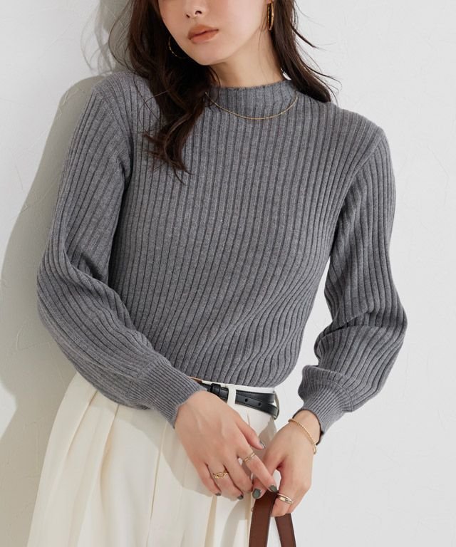 【ピエロ/Pierrot】のもっちりパフスリーブリブニット インテリア・キッズ・メンズ・レディースファッション・服の通販 founy(ファニー) ファッション Fashion レディースファッション Fashion for Women トップス・カットソー Cut & Sew Tops ニット Knit Tops & Sweaters シンプル Simple, Minimal スリーブ Sleeve, Long Sleeve / Short Sleeve フィット Fit, Slim Fit プチプライス・低価格 Affordable / Budget Price リブニット Rib Knit, Ribbed Knit 167cm / 杢グレー / M|ID: prp329100004657643 ipo3291000000034355632