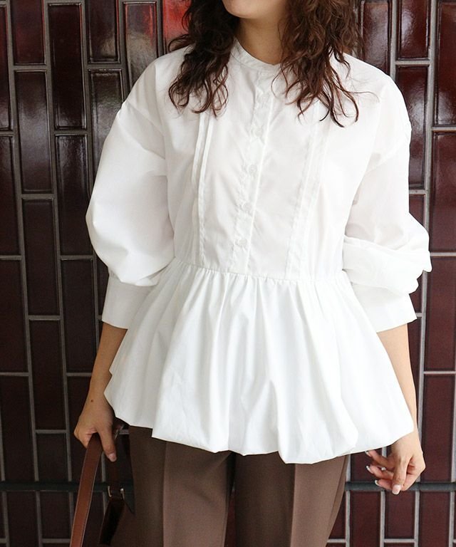 【ピエロ/Pierrot】のバンドカラーバルーンペプラムブラウス 人気、トレンドファッション・服の通販 founy(ファニー) ファッション Fashion レディースファッション Fashion for Women トップス・カットソー Cut & Sew Tops シャツ・ブラウス・オフィスカジュアル Elegant Blouses & Button-Ups おすすめ Recommended / Our Picks ギャザー Gathered, Ruffled スラックス Slacks, Dress Pants デニム Denim, Jeans Material バルーン Balloon, Balloon Silhouette プチプライス・低価格 Affordable / Budget Price ペプラム Peplum, Flared Hem other-1|ID: prp329100004657644 ipo3291000000034244208