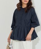 【ピエロ/Pierrot】のバンドカラーバルーンペプラムブラウス 158cm / ネイビー / M|ID: prp329100004657644 ipo3291000000034244210