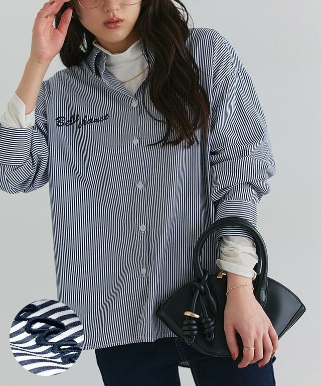 【ピエロ/Pierrot】の刺繍ストライプシャツ インテリア・キッズ・メンズ・レディースファッション・服の通販 founy(ファニー) https://founy.com/ ファッション Fashion レディースファッション Fashion for Women トップス・カットソー Cut & Sew Tops シャツ・ブラウス・オフィスカジュアル Elegant Blouses & Button-Ups シンプル Simple, Minimal ストライプ Stripe, Striped Pattern プチプライス・低価格 Affordable / Budget Price |ID: prp329100004657645 ipo3291000000034296791