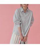 【ピエロ/Pierrot】の刺繍ストライプシャツ 167cm / グレー / M|ID: prp329100004657645 ipo3291000000034296792