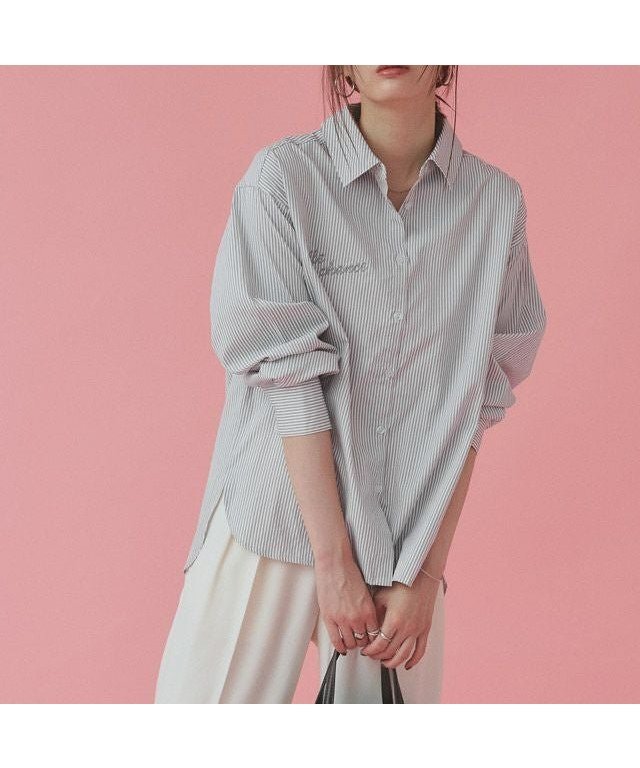 【ピエロ/Pierrot】の刺繍ストライプシャツ インテリア・キッズ・メンズ・レディースファッション・服の通販 founy(ファニー) ファッション Fashion レディースファッション Fashion for Women トップス・カットソー Cut & Sew Tops シャツ・ブラウス・オフィスカジュアル Elegant Blouses & Button-Ups シンプル Simple, Minimal ストライプ Stripe, Striped Pattern プチプライス・低価格 Affordable / Budget Price 167cm / グレー / M|ID: prp329100004657645 ipo3291000000035965976