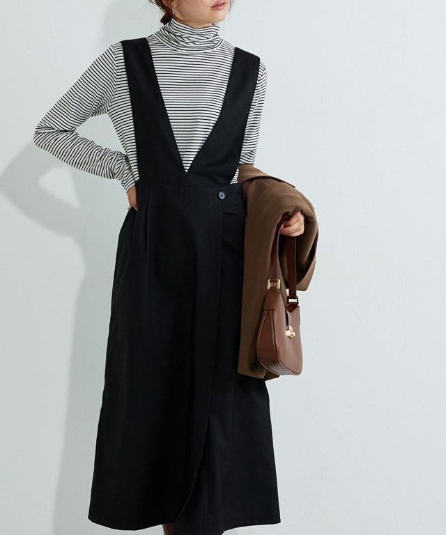 【ピエロ/Pierrot】の無地と柄から選べるラップ風ジャンパースカート 人気、トレンドファッション・服の通販 founy(ファニー) 　ファッション　Fashion　レディースファッション　Fashion for Women　スカート　Skirts　クラシカル　Classical, Vintage-Inspired　シンプル　Simple, Minimal　チェック　Check, Plaid, Tartan　プチプライス・低価格　Affordable / Budget Price　ラップ　Wrap, Wrap Design　エレガント 上品　Elegant　無地　Plain, Solid Color　 other-1|ID: prp329100004657650 ipo3291000000033728852