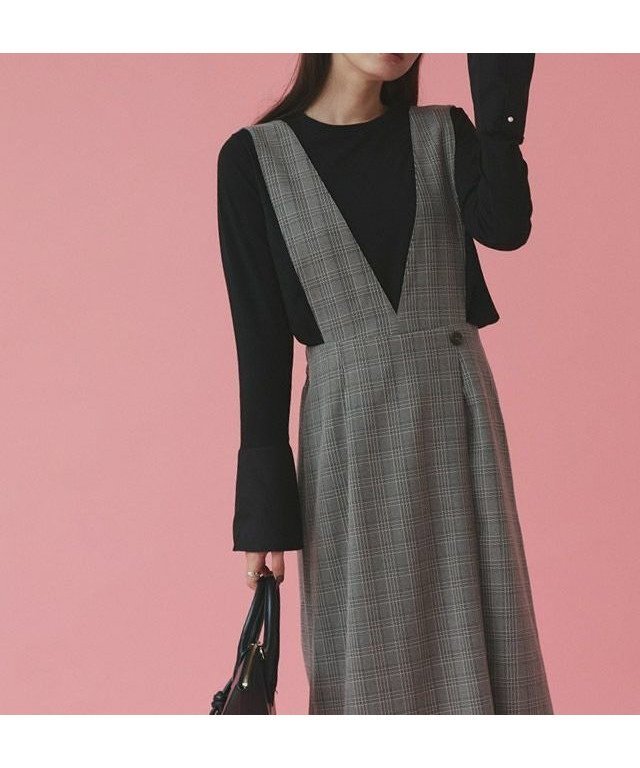 【ピエロ/Pierrot】の無地と柄から選べるラップ風ジャンパースカート インテリア・キッズ・メンズ・レディースファッション・服の通販 founy(ファニー)  ファッション Fashion レディースファッション Fashion for Women スカート Skirts クラシカル Classical, Vintage-Inspired シンプル Simple, Minimal チェック Check, Plaid, Tartan プチプライス・低価格 Affordable / Budget Price ラップ Wrap, Wrap Design エレガント 上品 Elegant 無地 Plain, Solid Color 167cm / チェック / ブラック / M|ID: prp329100004657650 ipo3291000000034296807