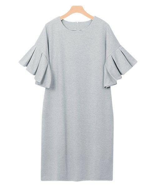 【ピエロ/Pierrot】のフレア袖ポンチワンピース インテリア・キッズ・メンズ・レディースファッション・服の通販 founy(ファニー) 　ファッション　Fashion　レディースファッション　Fashion for Women　ワンピース　Dresses　ストレート　Straight, Straight Cut　スリーブ　Sleeve, Long Sleeve / Short Sleeve　フレア　Flare, Flared　プチプライス・低価格　Affordable / Budget Price　リラックス　Relax, Relaxed Fit　エレガント 上品　Elegant　杢グレー|ID: prp329100004657704 ipo3291000000033695243