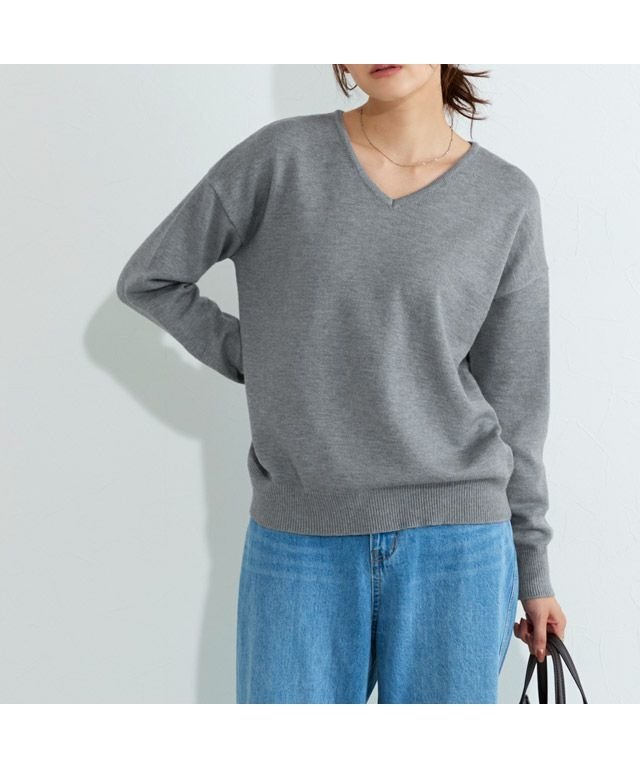 【ピエロ/Pierrot】のプレミアムカシミヤタッチオーバーサイズニット インテリア・キッズ・メンズ・レディースファッション・服の通販 founy(ファニー) 　ファッション　Fashion　レディースファッション　Fashion for Women　トップス・カットソー　Cut & Sew Tops　ニット　Knit Tops & Sweaters　送料無料　Free Shipping　シンプル　Simple, Minimal　スラックス　Slacks, Dress Pants　デニム　Denim, Jeans Material　プチプライス・低価格　Affordable / Budget Price　エレガント 上品　Elegant　166cm / 杢チャコール / Vネック / M|ID: prp329100004672057 ipo3291000000034788871