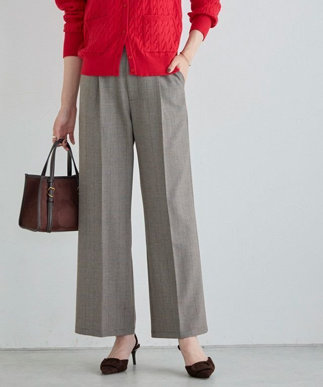 【ピエロ/Pierrot】の柄が選べるストレートパンツ インテリア・キッズ・メンズ・レディースファッション・服の通販 founy(ファニー) 　ファッション　Fashion　レディースファッション　Fashion for Women　パンツ　Pants & Trousers　シンプル　Simple, Minimal　ストライプ　Stripe, Striped Pattern　ストレート　Straight, Straight Cut　センター　Center, Center Line　チェック　Check, Plaid, Tartan　プチプライス・低価格　Affordable / Budget Price　無地　Plain, Solid Color　167cm / チェック / M|ID: prp329100004684959 ipo3291000000034018707