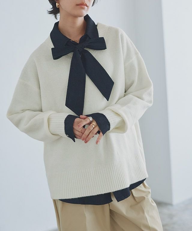 【ピエロ/Pierrot】のRASW Vネックウールミックスニット 【KKfashionさんYouTube紹介アイテム】【木村えりなさんYouTube紹介アイテム】 インテリア・キッズ・メンズ・レディースファッション・服の通販 founy(ファニー) ファッション Fashion レディースファッション Fashion for Women トップス・カットソー Cut & Sew Tops ニット Knit Tops & Sweaters Vネックトップス V-Neck Tops / V-Cut Neckline Shirts インナー Innerwear シンプル Simple, Minimal ハイネック High Neck, Mock Neck プチプライス・低価格 Affordable / Budget Price 166cm / オフホワイト / M|ID: prp329100004690000 ipo3291000000033870522