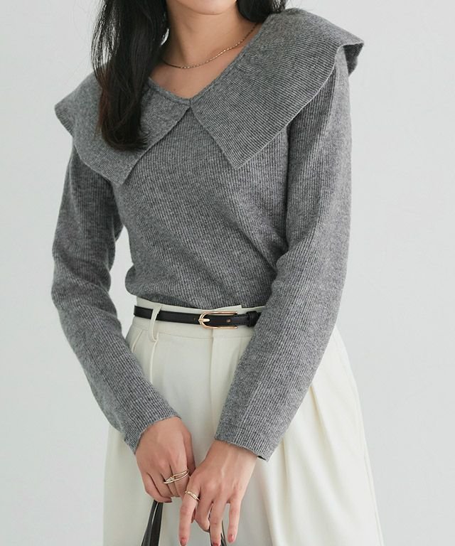 【ピエロ/Pierrot】のフリルカラーニット インテリア・キッズ・メンズ・レディースファッション・服の通販 founy(ファニー) 　ファッション　Fashion　レディースファッション　Fashion for Women　トップス・カットソー　Cut & Sew Tops　ニット　Knit Tops & Sweaters　送料無料　Free Shipping　バランス　Balance, Style Balance　フェミニン　Feminine, Girly　フリル　Frill, Ruffle　プチプライス・低価格　Affordable / Budget Price　エレガント 上品　Elegant　畦　Ribbed Knit　フリルカラーニット|ID: prp329100004695687 ipo3291000000033908572