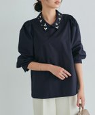 【ピエロ/Pierrot】の【特別価格】ビジュー襟ボリュームスリーブブラウス 162cm / ネイビー / M|ID: prp329100004695692 ipo3291000000033908588