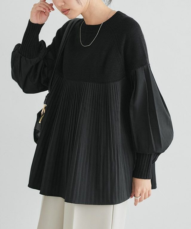 【ピエロ/Pierrot】のプリーツ切り替えニット インテリア・キッズ・メンズ・レディースファッション・服の通販 founy(ファニー) https://founy.com/ ファッション Fashion レディースファッション Fashion for Women トップス・カットソー Cut & Sew Tops ニット Knit Tops & Sweaters シンプル Simple, Minimal スリーブ Sleeve, Long Sleeve / Short Sleeve プチプライス・低価格 Affordable / Budget Price プリーツ Pleats, Pleated ボトム Bottoms, Lower Wear |ID: prp329100004707166 ipo3291000000033997013