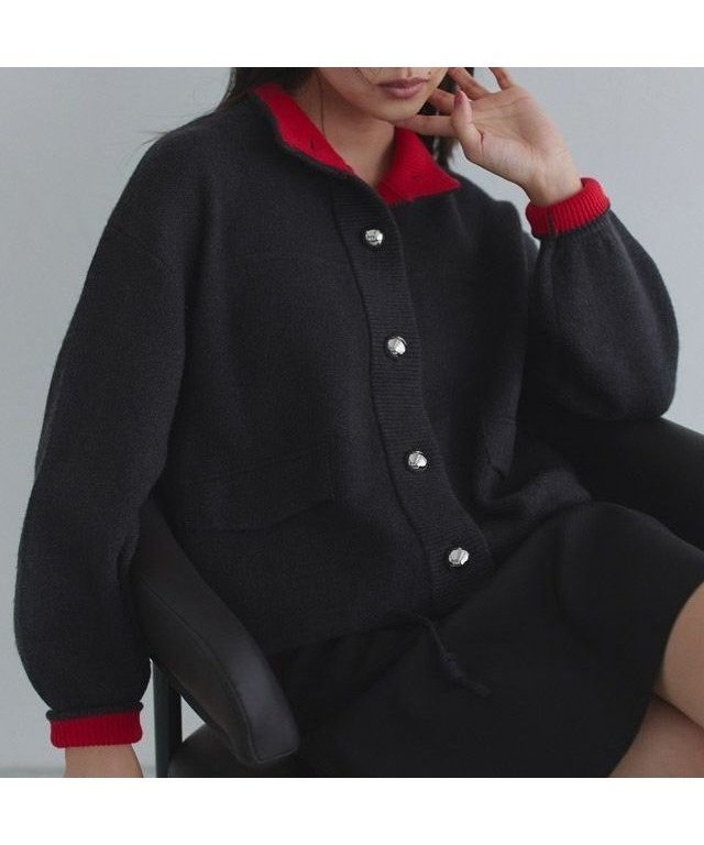 【ピエロ/Pierrot】のECLAM ボタンデザイン配色ニットカーデ インテリア・キッズ・メンズ・レディースファッション・服の通販 founy(ファニー) 　ファッション　Fashion　レディースファッション　Fashion for Women　トップス・カットソー　Cut & Sew Tops　ニット　Knit Tops & Sweaters　送料無料　Free Shipping　おすすめ　Recommended / Our Picks　カーディガン　Cardigan, Knitwear　スリーブ　Sleeve, Long Sleeve / Short Sleeve　トレンド　Trend, Trending Now　ハイネック　High Neck, Mock Neck　フロント　Front, Front Design　プチプライス・低価格　Affordable / Budget Price　羽織　Haori, Light Jacket　[ECLAM] ボタンデザイン配色ニットカーデ|ID: prp329100004709627 ipo3291000000034018575