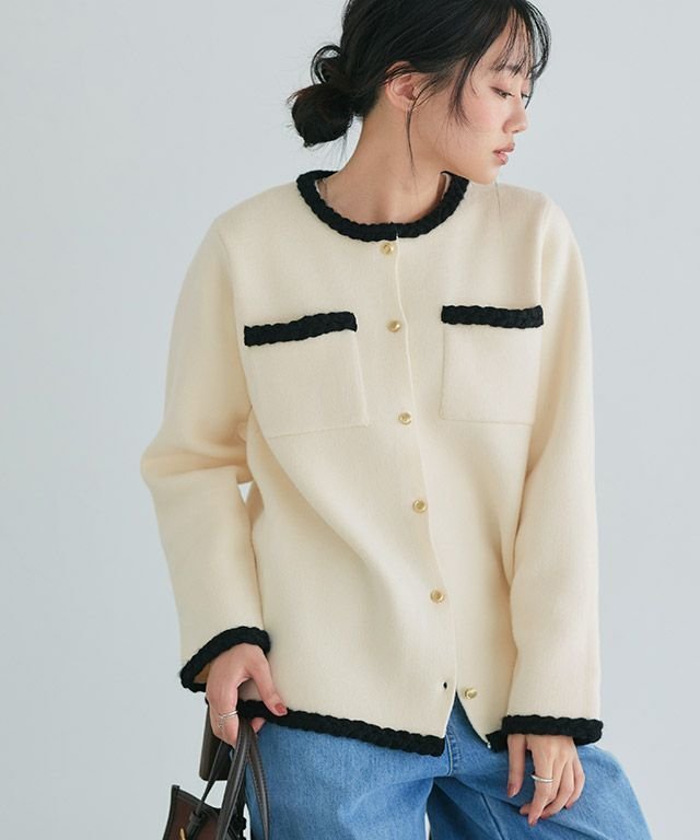 【ピエロ/Pierrot】のゴールドボタン配色ニットジャケット インテリア・キッズ・メンズ・レディースファッション・服の通販 founy(ファニー) 　ファッション　Fashion　レディースファッション　Fashion for Women　アウター　Coat / Outerwear Collection　レディースジャケット・軽アウター　Jackets　ジャケット　Jacket, Outerwear　トレンド　Trend, Trending Now　プチプライス・低価格　Affordable / Budget Price　羽織　Haori, Light Jacket　ゴールドボタン配色ニットジャケット|ID: prp329100004709658 ipo3291000000034018663