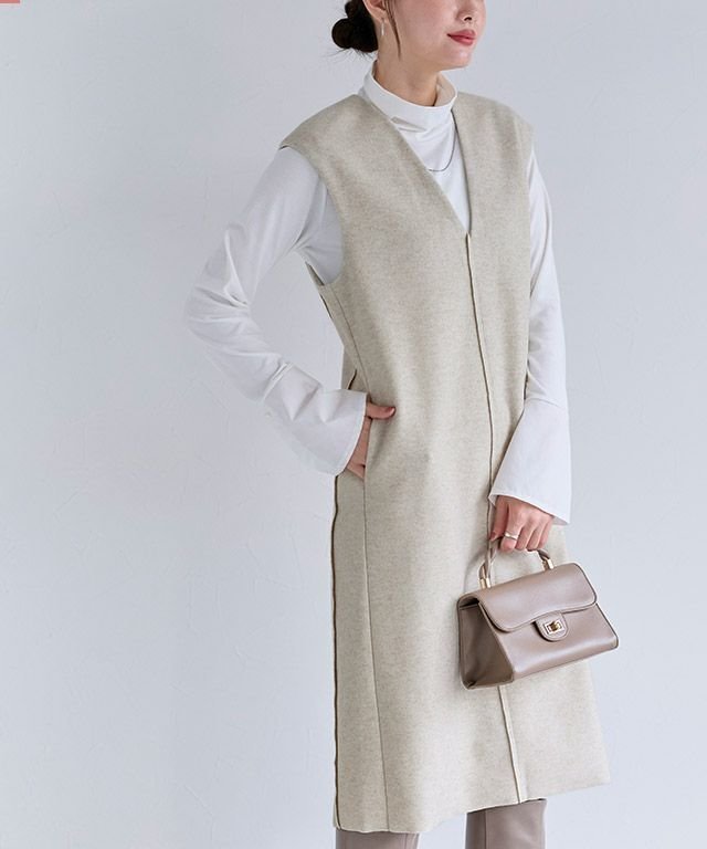 【ピエロ/Pierrot】のインナーセット深Vウールタッチジャンスカ インテリア・キッズ・メンズ・レディースファッション・服の通販 founy(ファニー) 　ファッション　Fashion　レディースファッション　Fashion for Women　ワンピース　Dresses　送料無料　Free Shipping　インナー　Innerwear　カットソー　Cut and Sewn Top　カフス　Cuff Design　シンプル　Simple, Minimal　バランス　Balance, Style Balance　フェミニン　Feminine, Girly　プチプライス・低価格　Affordable / Budget Price　ロング　Long, Long-Length　167cm / 杢アイボリー / M|ID: prp329100004709659 ipo3291000000034212075