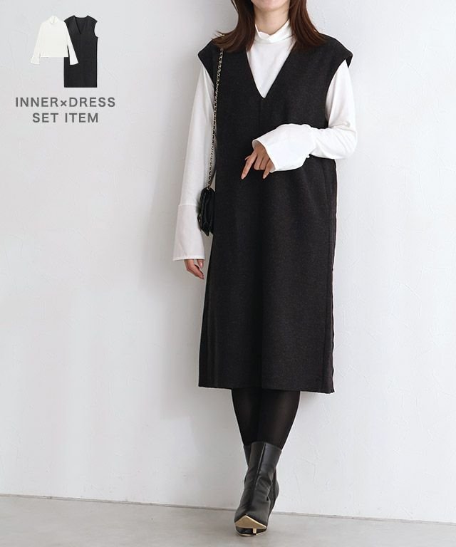 【ピエロ/Pierrot】のインナーセット深Vウールタッチジャンスカ インテリア・キッズ・メンズ・レディースファッション・服の通販 founy(ファニー) 　ファッション　Fashion　レディースファッション　Fashion for Women　ワンピース　Dresses　インナー　Innerwear　カットソー　Cut and Sewn Top　カフス　Cuff Design　シンプル　Simple, Minimal　バランス　Balance, Style Balance　フェミニン　Feminine, Girly　プチプライス・低価格　Affordable / Budget Price　ロング　Long, Long-Length　インナーセット深Vウールタッチジャンスカ|ID: prp329100004709659 ipo3291000000035496149