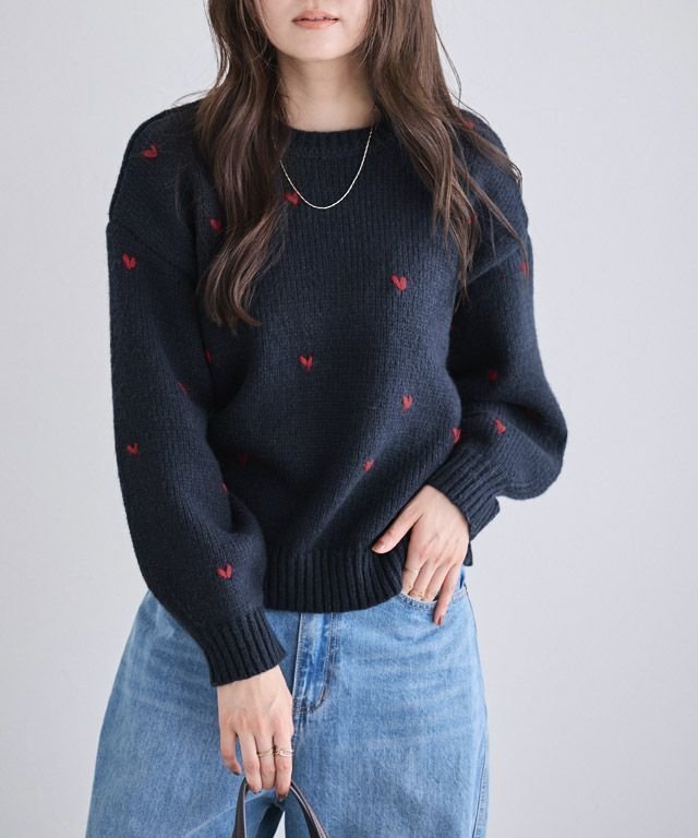 【ピエロ/Pierrot】のハート刺繍ニット 【shiho channelさん紹介アイテム】 人気、トレンドファッション・服の通販 founy(ファニー) 　ファッション　Fashion　レディースファッション　Fashion for Women　トップス・カットソー　Cut & Sew Tops　ニット　Knit Tops & Sweaters　シンプル　Simple, Minimal　プチプライス・低価格　Affordable / Budget Price　エレガント 上品　Elegant　 other-1|ID: prp329100004718321 ipo3291000000034474982