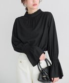 【ピエロ/Pierrot】のフリル襟シャーリングブラウス 167cm / ブラック / M|ID: prp329100004718322 ipo3291000000034400070