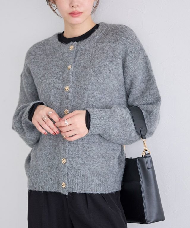 【ピエロ/Pierrot】のウールミックスゴールドボタンニットカーディガン 人気、トレンドファッション・服の通販 founy(ファニー) 　ファッション　Fashion　レディースファッション　Fashion for Women　トップス・カットソー　Cut & Sew Tops　ニット　Knit Tops & Sweaters　カーディガン・羽織り　Layered Style Cardigans　シンプル　Simple, Minimal　プチプライス・低価格　Affordable / Budget Price　ミックス　Mix, Mixed Style　透かし　Cut-Out, Lacework　 other-1|ID: prp329100004718325 ipo3291000000034675416