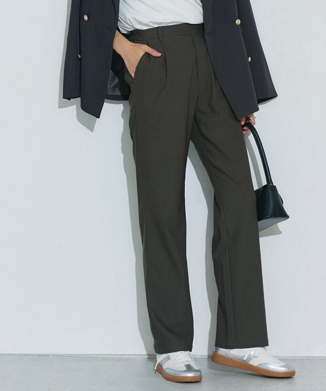 【ピエロ/Pierrot】のストレッチパンツ インテリア・キッズ・メンズ・レディースファッション・服の通販 founy(ファニー) 　ファッション　Fashion　レディースファッション　Fashion for Women　パンツ　Pants & Trousers　送料無料　Free Shipping　ギャザー　Gathered, Ruffled　ストレッチ　Stretch, Stretchy Fabric　ストレート　Straight, Straight Cut　トレンド　Trend, Trending Now　フロント　Front, Front Design　プチプライス・低価格　Affordable / Budget Price　レギンス　Leggings, Stretch Pants　167cm / グレーカーキ / M|ID: prp329100004728077 ipo3291000000036125327