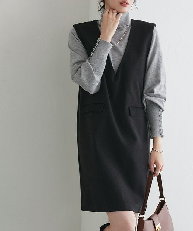 【ピエロ/Pierrot】のウールタッチミニジャンパースカート 人気、トレンドファッション・服の通販 founy(ファニー) 　ファッション　Fashion　レディースファッション　Fashion for Women　スカート　Skirts　シンプル　Simple, Minimal　トレンド　Trend, Trending Now　フラップ　Flap, Flap Pocket　プチプライス・低価格　Affordable / Budget Price　ポケット　Pocket, Pocket Detail　ロング　Long, Long-Length　エレガント 上品　Elegant　 other-1|ID: prp329100004736115 ipo3291000000035913664