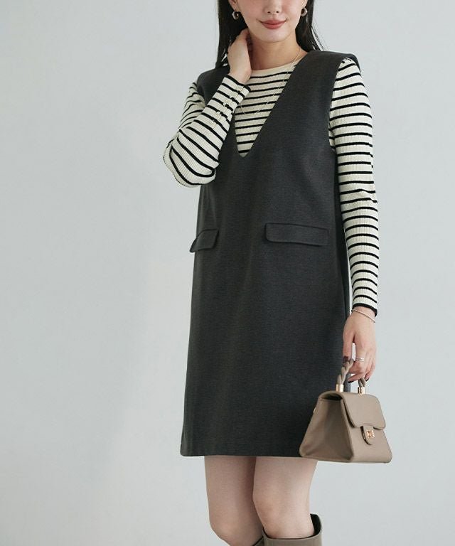 【ピエロ/Pierrot】のウールタッチミニジャンパースカート インテリア・キッズ・メンズ・レディースファッション・服の通販 founy(ファニー) 　ファッション　Fashion　レディースファッション　Fashion for Women　スカート　Skirts　シンプル　Simple, Minimal　トレンド　Trend, Trending Now　フラップ　Flap, Flap Pocket　プチプライス・低価格　Affordable / Budget Price　ポケット　Pocket, Pocket Detail　ロング　Long, Long-Length　エレガント 上品　Elegant　167cm / 杢チャコール / M|ID: prp329100004736115 ipo3291000000035913668