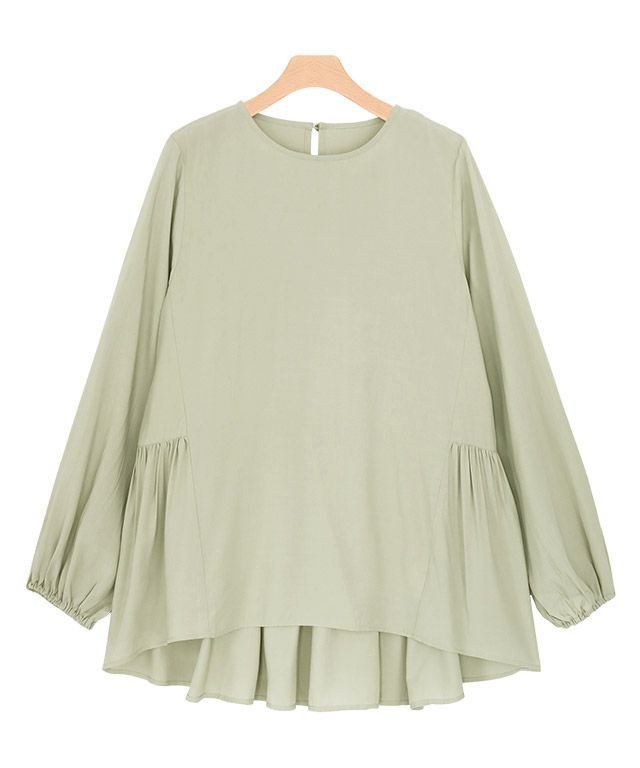 【ピエロ/Pierrot】のバックギャザーバルーンスリーブブラウス インテリア・キッズ・メンズ・レディースファッション・服の通販 founy(ファニー) 　ファッション　Fashion　レディースファッション　Fashion for Women　トップス・カットソー　Cut & Sew Tops　シャツ・ブラウス・オフィスカジュアル　Elegant Blouses & Button-Ups　ギャザー　Gathered, Ruffled　トレンド　Trend, Trending Now　フェミニン　Feminine, Girly　プチプライス・低価格　Affordable / Budget Price　エレガント 上品　Elegant　ピスタチオ|ID: prp329100004736121 ipo3291000000034212060