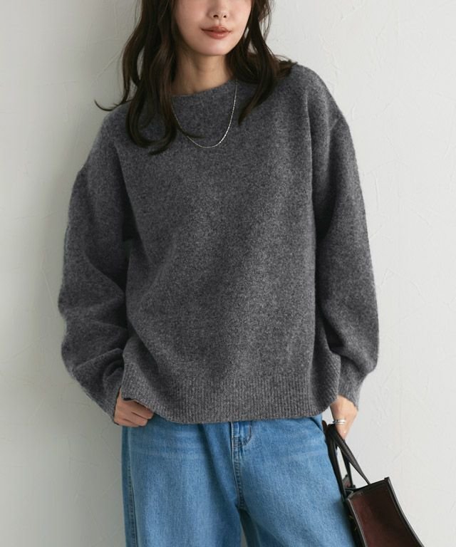 【ピエロ/Pierrot】のウールMIXオーバーサイズニット インテリア・キッズ・メンズ・レディースファッション・服の通販 founy(ファニー) 　ファッション　Fashion　レディースファッション　Fashion for Women　トップス・カットソー　Cut & Sew Tops　ニット　Knit Tops & Sweaters　送料無料　Free Shipping　スリット　Slit, Slit Detail　プチプライス・低価格　Affordable / Budget Price　167cm / 杢チャコール / M|ID: prp329100004740303 ipo3291000000034244085