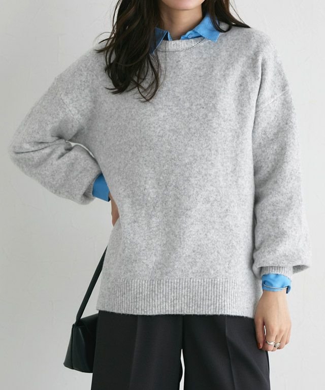 【ピエロ/Pierrot】のウールMIXオーバーサイズニット インテリア・キッズ・メンズ・レディースファッション・服の通販 founy(ファニー) 　ファッション　Fashion　レディースファッション　Fashion for Women　トップス・カットソー　Cut & Sew Tops　ニット　Knit Tops & Sweaters　送料無料　Free Shipping　スリット　Slit, Slit Detail　プチプライス・低価格　Affordable / Budget Price　167cm / 杢グレー / M|ID: prp329100004740303 ipo3291000000034244087