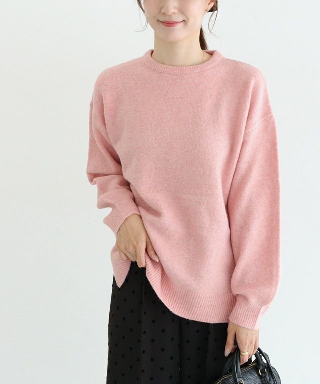 【ピエロ/Pierrot】のウールMIXオーバーサイズニット インテリア・キッズ・メンズ・レディースファッション・服の通販 founy(ファニー) 　ファッション　Fashion　レディースファッション　Fashion for Women　トップス・カットソー　Cut & Sew Tops　ニット　Knit Tops & Sweaters　送料無料　Free Shipping　スリット　Slit, Slit Detail　プチプライス・低価格　Affordable / Budget Price　163cm / ピンク / M|ID: prp329100004740303 ipo3291000000034244091