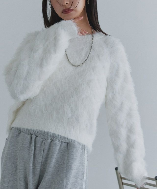 【ピエロ/Pierrot】のECLAM フェザークロップドニット インテリア・キッズ・メンズ・レディースファッション・服の通販 founy(ファニー) 　ファッション　Fashion　レディースファッション　Fashion for Women　トップス・カットソー　Cut & Sew Tops　ニット　Knit Tops & Sweaters　送料無料　Free Shipping　クロップド　Cropped, Short Length　スラックス　Slacks, Dress Pants　スリーブ　Sleeve, Long Sleeve / Short Sleeve　デニム　Denim, Jeans Material　トレンド　Trend, Trending Now　フェザー　Feather, Feather Detail　プチプライス・低価格　Affordable / Budget Price　163cm / オフホワイト / M|ID: prp329100004740308 ipo3291000000034244132