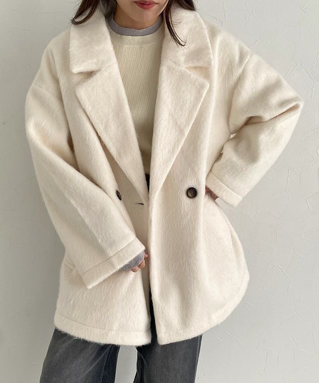 【ピエロ/Pierrot】のECLAM シャギーダブルテーラードジャコット インテリア・キッズ・メンズ・レディースファッション・服の通販 founy(ファニー)  ファッション Fashion レディースファッション Fashion for Women アウター Coat / Outerwear Collection レディースジャケット・軽アウター Jackets 送料無料 Free Shipping おすすめ Recommended / Our Picks ジャケット Jacket, Outerwear トレンド Trend, Trending Now プチプライス・低価格 Affordable / Budget Price マニッシュ Mannish, Boyish A/W・秋冬 Autumn/Winter 160cm / アイボリー / M|ID: prp329100004740311 ipo3291000000034338837